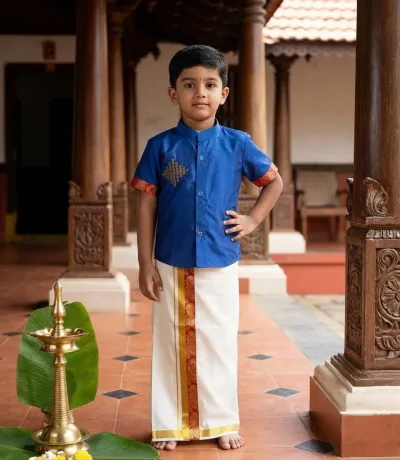 Blue Kurta Shirt & Vesti Set